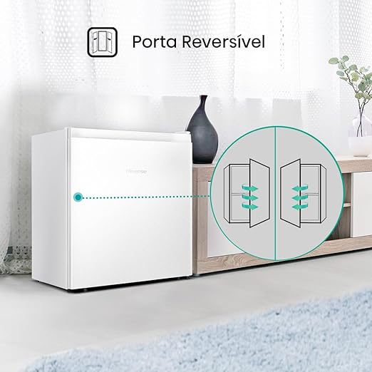 Frigobar Hisense 44 Litros Porta Reversível Branco 1 Porta RR58NW3A (110, Volts)